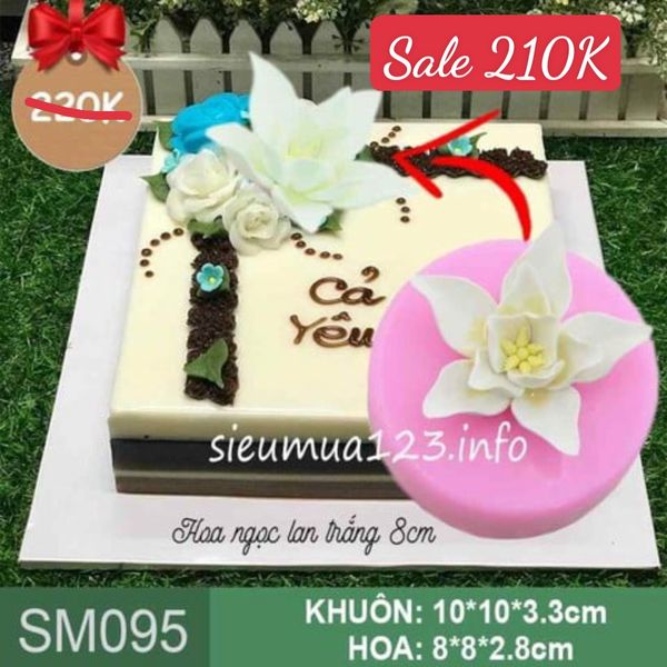 Khuôn silicon hoa Ngọc Lan trắng nhụy vàng 8cm ( SM095 )