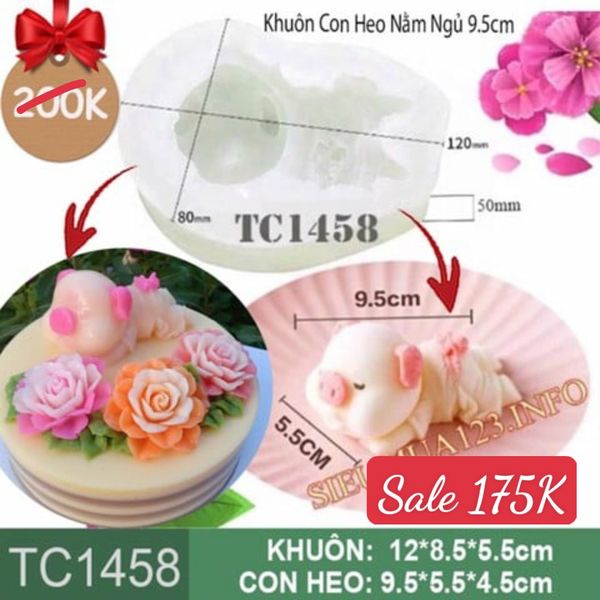 Khuôn silicn làm rau câu Con Heo Nằm Ngủ 9,5cm ( TC1458 ) 345gr