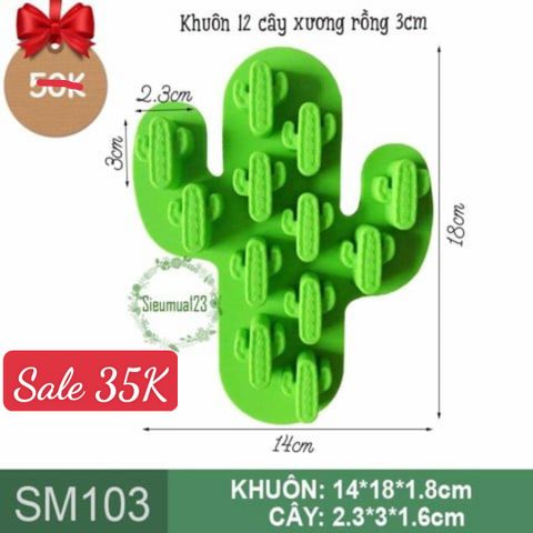 Khuôn silicon 12 cây xương rồng nhỏ 3cm ( SM103 )