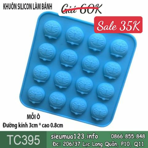 Khuôn silicon 16 mặt Doremon nhỏ 3cm ( TC395 )