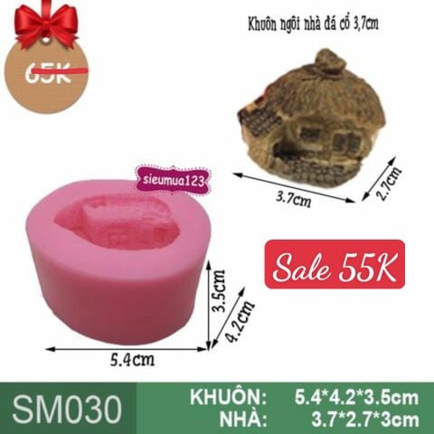 Khuôn silicon làm rau câu ngôi nhà đá cổ 3,7cm ( SM030 )