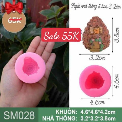 Khuôn silicon làm rau câu ngôi nhà quả thông tí hon 3,8cm ( SM028 )