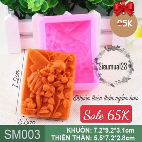 Khuôn silicon làm rau câu 4d em bé gái baby thiên thần ngắm hoa ( SM003 )