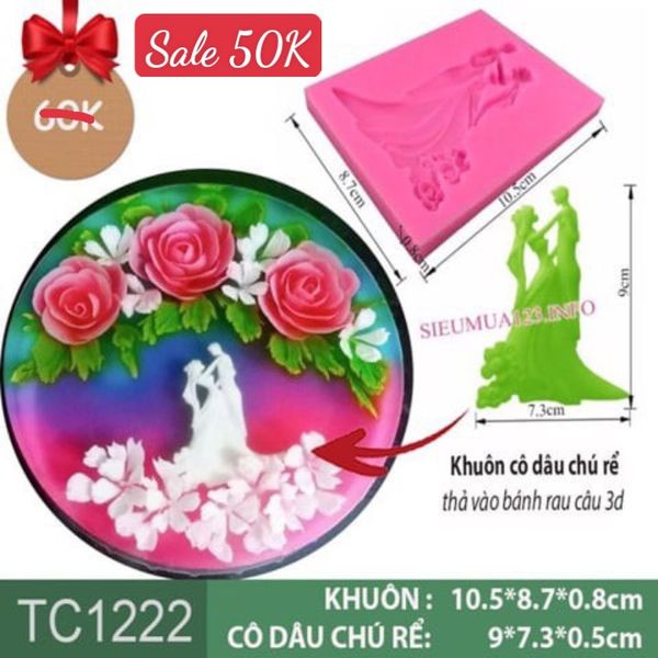 Khuôn silicon cô dâu chú rể 9cm nét mỏng ( TC1222 )