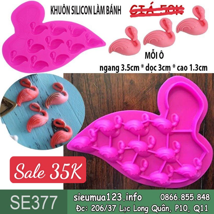 Khuôn silicon 10 con chim hồng hạc 3,5cm ( SE377 )