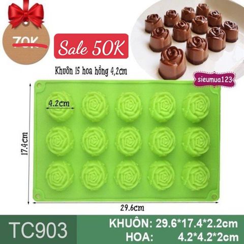 Khuôn nướng bánh silicon 15 hoa hồng 4,2cm ( TC903 )