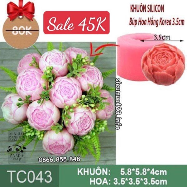 Khuôn silicon Búp Hoa Hồng Korea 3.5cm làm rau câu ( TC043 )