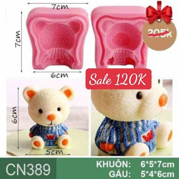 Khuôn silicon con gấu Teddy Bear cao 6cm ( CN389 )