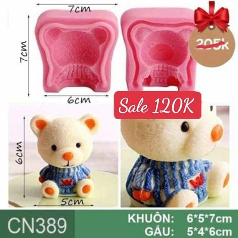 Khuôn silicon con gấu Teddy Bear cao 6cm ( CN389 )