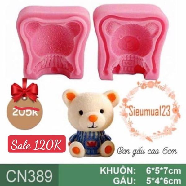 Khuôn silicon con gấu Teddy Bear cao 6cm ( CN389 )