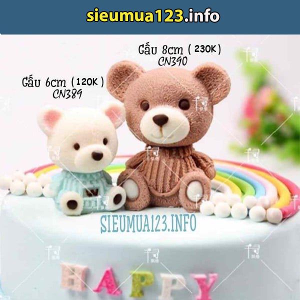 Khuôn silicon con gấu Teddy Bear cao 8cm ( CN390 )