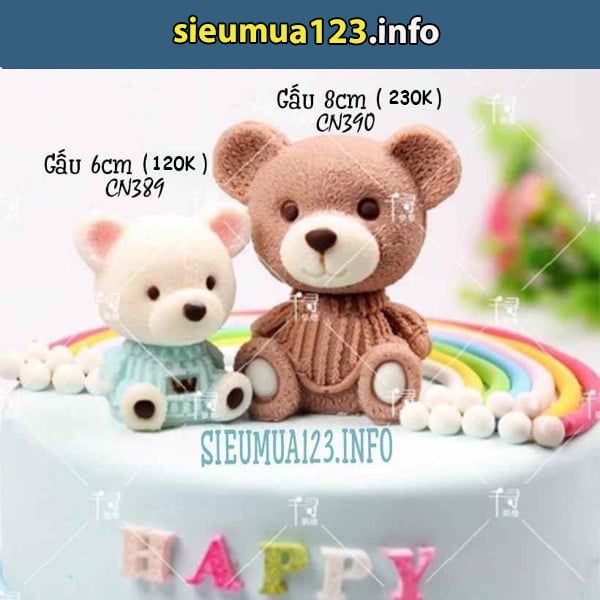 Khuôn silicon con gấu Teddy Bear cao 6cm ( CN389 )