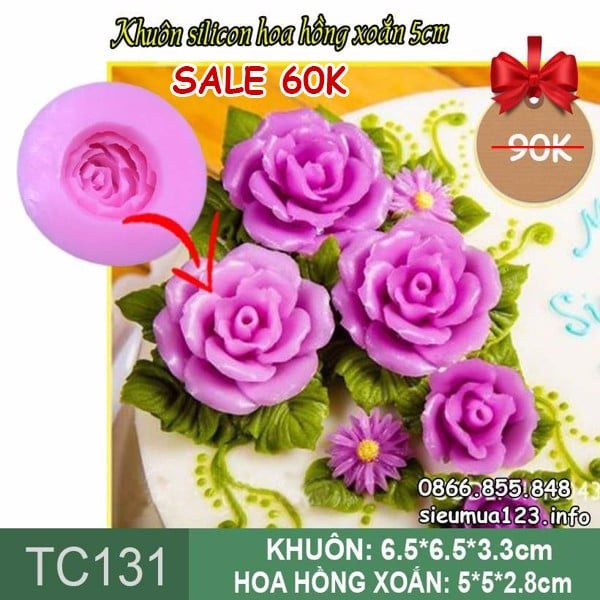 Khuôn silicon Hoa Hồng Xoắn 5cm ( TC131 )