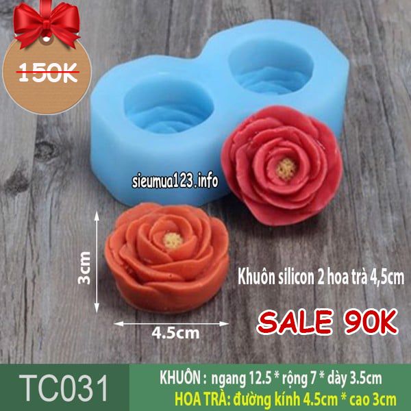 Khuôn silicon hoa trà đôi 4,5cm ( TC031 )