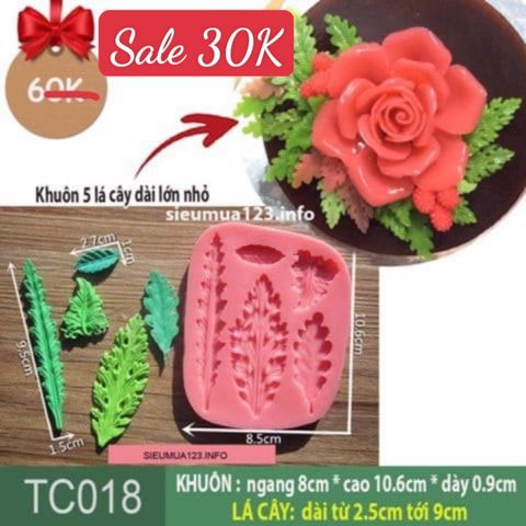 Khuôn silicon làm rau câu vỉ 5 lá cây dài lớn nhỏ ( TC018 )