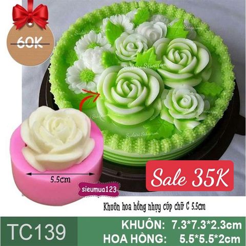 Khuôn rau câu hoa hồng nhụy cúp chữ C 5.5cm ( TC139 )