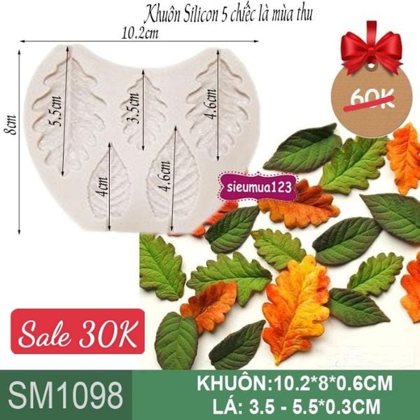 Khuôn silicon 5 lá mùa thu ( SM1098 )