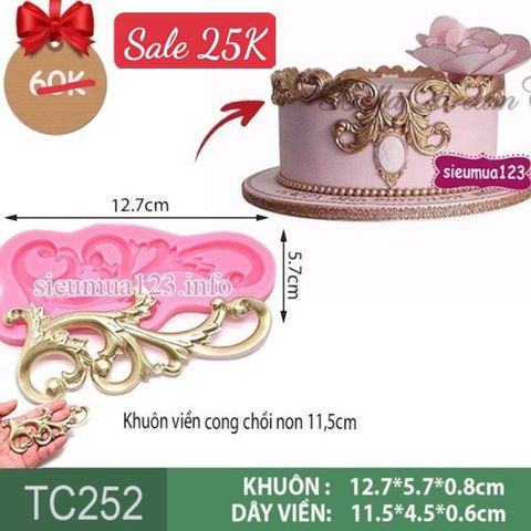 Khuôn silicon dây viền cong chồi non kèm lá 11,5cm ( TC252 )