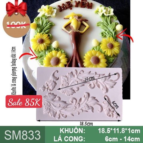 Khuôn silicon lá cong phượng hoàng dài 14cm ( SM833 )