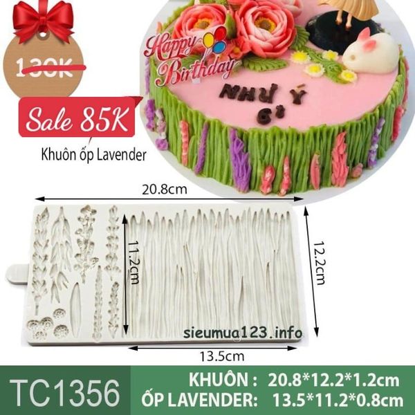 Khuôn Silicon Ốp Viền Hoa Lavender 13,5cm ( TC1356 )