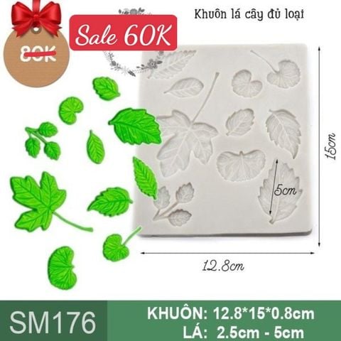 Khuôn silicon lá cây đủ loại 2,5cm - 5cm ( SM176 )