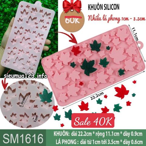 Khuôn silicon nhiều lá phong lớn nhỏ có gân 1cm - 3.5cm ( SM1616 )
