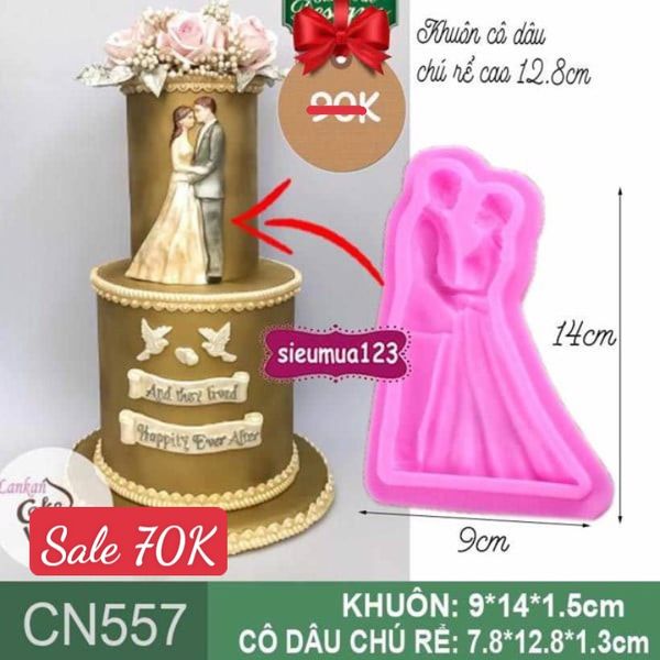 Khuôn silicon cô dâu chú rể 12,8cm ( CN557 ) nét dày
