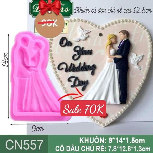 Khuôn silicon cô dâu chú rể 12,8cm ( CN557 ) nét dày