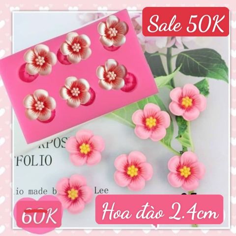 Khuôn silicon 6 hoa đào 2,4cm ( SM1003 )