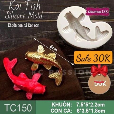 Khuôn silicon làm bánh trung thu cá Koi 6cm ( TC150 ) khuôn xám