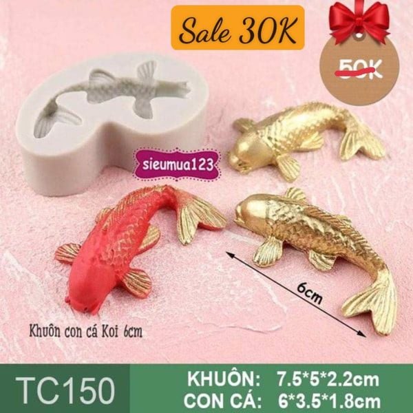 Khuôn silicon làm bánh trung thu cá Koi 6cm ( TC150 )
