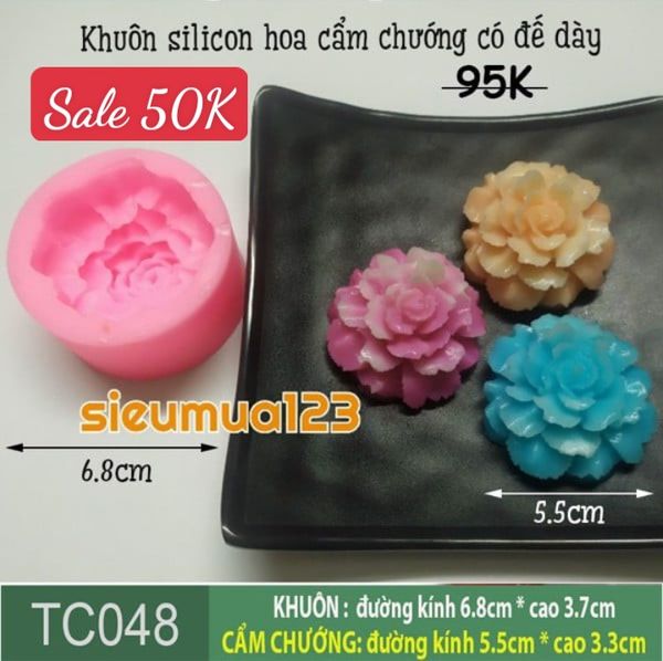 Khuôn silicon Hoa Cẩm Chướng 5,5cm ( TC048 ) có đế dày