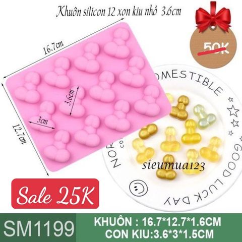 Khuôn silicon 12 con kiu 3,6cm ( SM1199 )