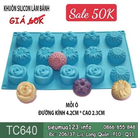 Khuôn silicon 15 hoa cúc mai hồng hướng dương 4,2cm ( TC640 )