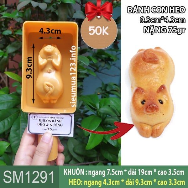 Khuôn nhựa gõ con heo ( SM1774 ) nhiều size