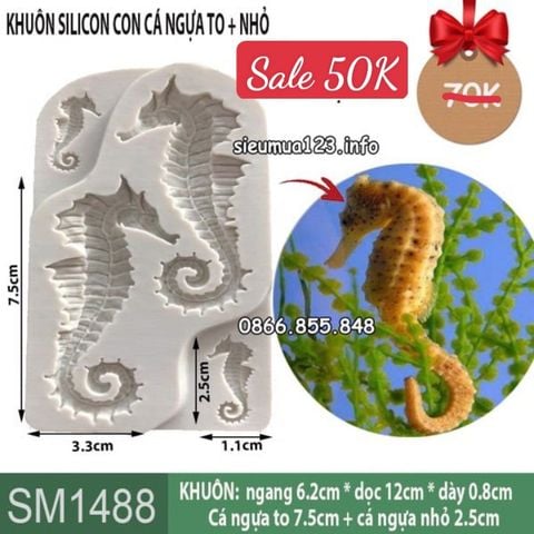 Khuôn silicon 4 con cá ngựa lớn nhỏ làm rau câu ( SM1488 )