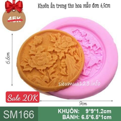 Khuôn ấn trung thu silicon: Khuôn hoa mẫu đơn 6,5cm ( SM166 )