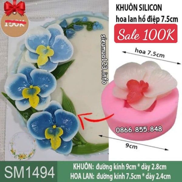Khuôn silicon hoa lan hồ điệp 7,5cm ( SM1494 )