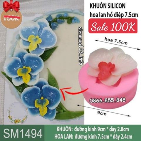 Khuôn silicon hoa lan hồ điệp 7,5cm ( SM1494 )