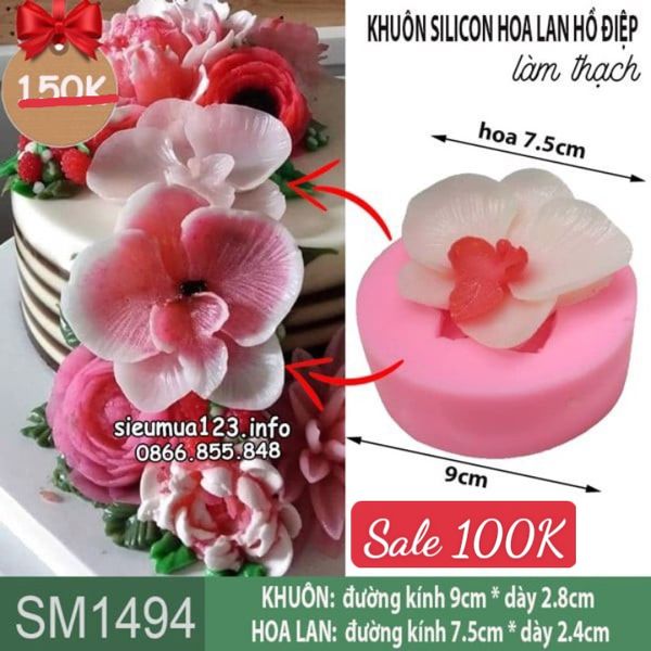 Khuôn silicon hoa lan hồ điệp 7,5cm ( SM1494 )