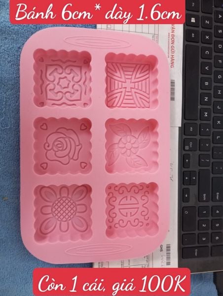 Khuôn 6 bánh trung thu vuông mỏng 6cm ( SM559 )