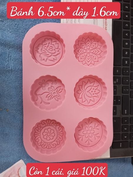 Khuôn 6 bánh trung thu tròn mỏng 6,5cm ( SM560 )