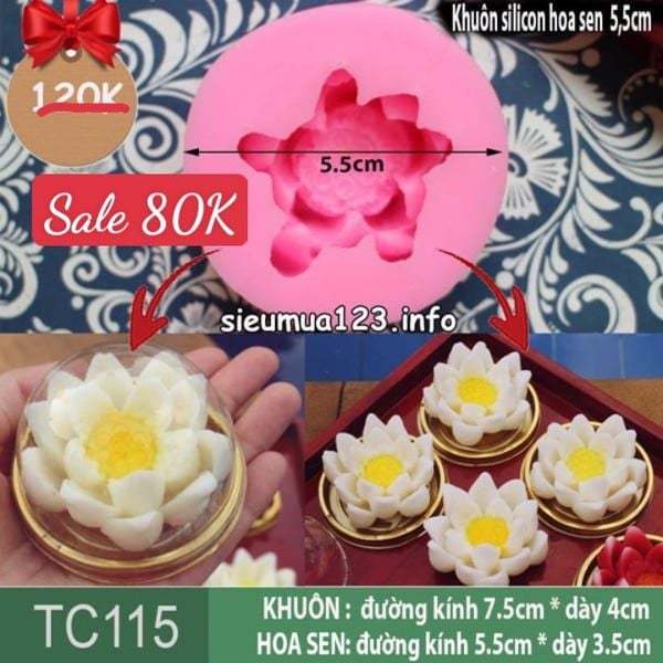 Khuôn silicon hoa sen 2 tầng 5,5cm ( TC115 )