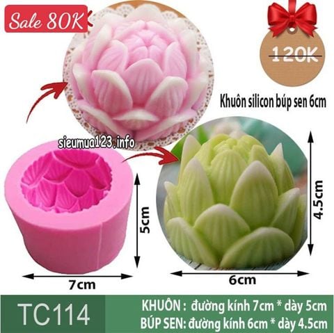 Khuôn silicon làm rau câu búp sen 6cm (  TC114  )