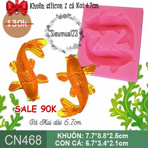 Khuôn silicon làm rau câu 2 con cá Koi 6,7cm ( CN468 )