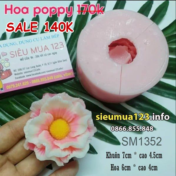 Khuôn silicon làm rau câu hoa Poppy 6cm ( SM1352 )