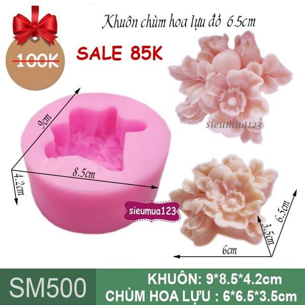 Khuôn rau câu silicon chùm hoa lựu đỏ kèm trái 6,5cm ( SM500 )
