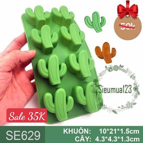 Khuôn silicon 8 cây xương rồng 4,3cm ( SE629 ) SALE OFF