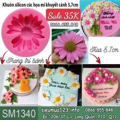 Khuôn silicon làm rau câu hoa cúc họa mi khuyết cánh 5,7cm ( SM1340 )