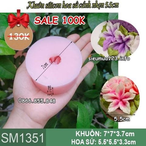 Khuôn silicon làm rau câu hoa sứ cánh nhọn 5,5cm ( SM1351 )
